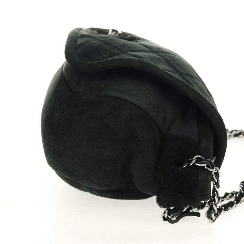 【日本直送】香奈兒 Chain Matelasse 2.55 肩背包 Mouton 黑色 銀色 CC Auth 159002V-3