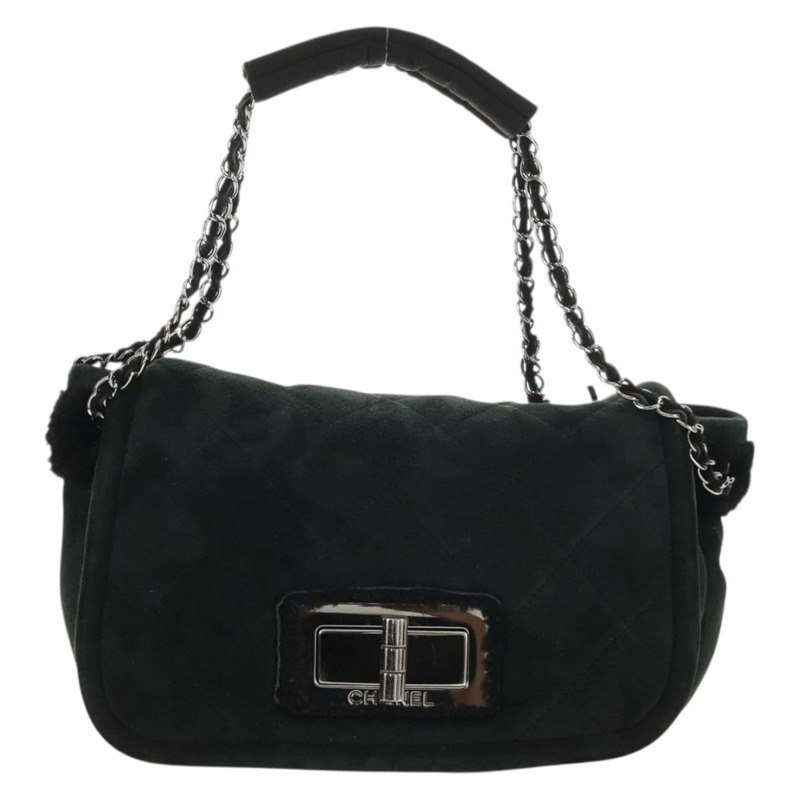 【日本直送】香奈兒 Chain Matelasse 2.55 肩背包 Mouton 黑色 銀色 CC Auth 159002V-12