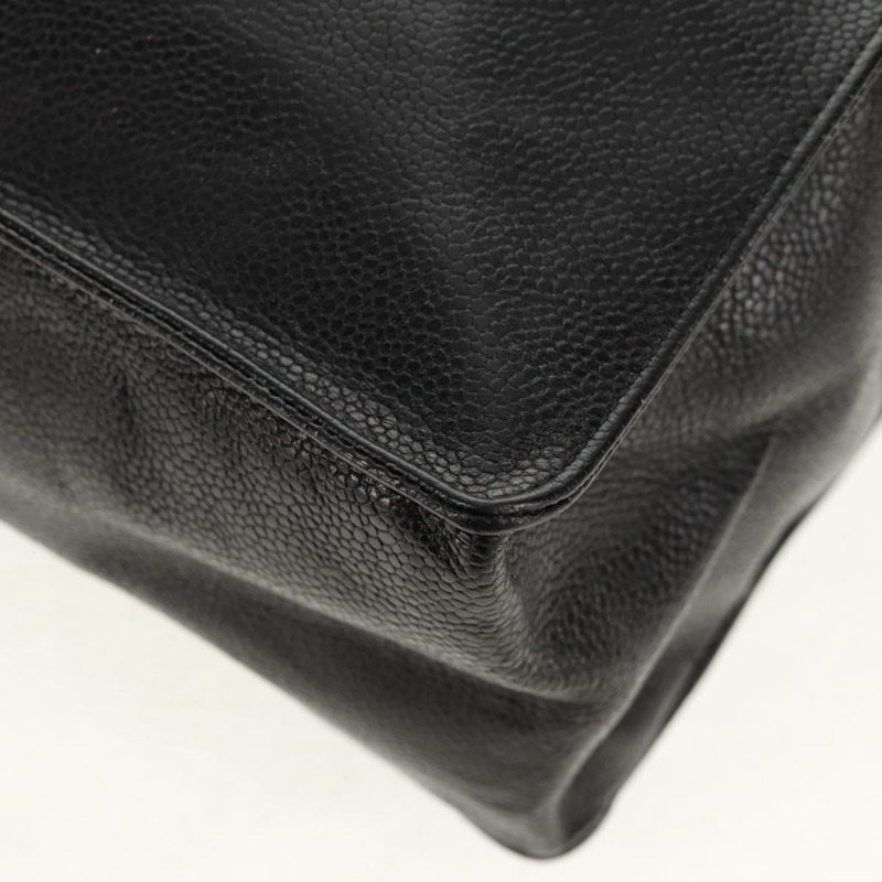 【日本直送】香奈兒 (CHANEL) 鏈條 COCO 標誌手提包,魚子醬紋皮革,黑色,金色雙C標誌,正品編號 160253V-15