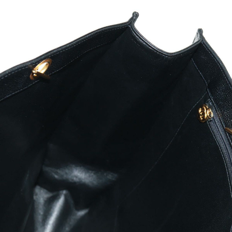 【日本直送】香奈兒 (CHANEL) 鏈條 COCO 標誌手提包,魚子醬紋皮革,黑色,金色雙C標誌,正品編號 160253V-20