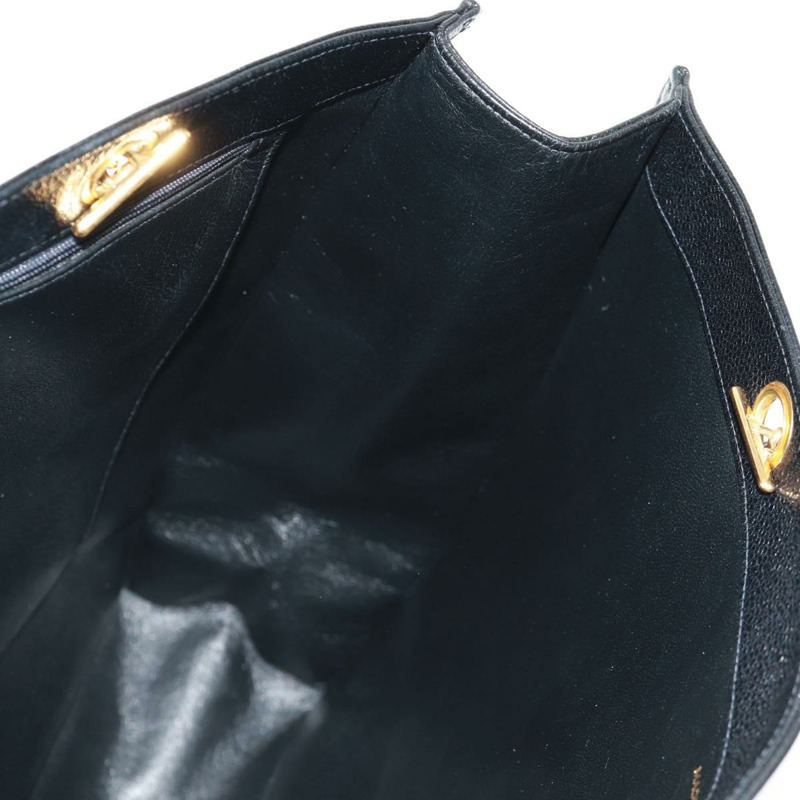 【日本直送】香奈兒 (CHANEL) 鏈條 COCO 標誌手提包,魚子醬紋皮革,黑色,金色雙C標誌,正品編號 160253V-21