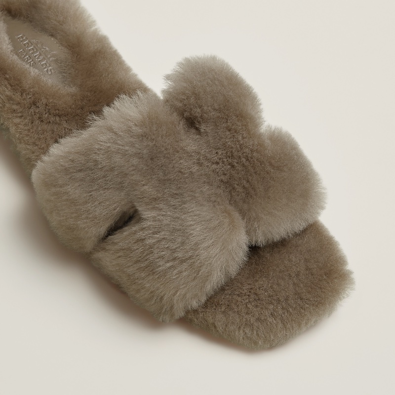 愛馬仕HERMES毛茸茸 羊毛經典Oran/ H涼鞋 拖鞋-0