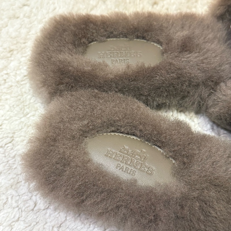愛馬仕HERMES毛茸茸 羊毛經典Oran/ H涼鞋 拖鞋-2