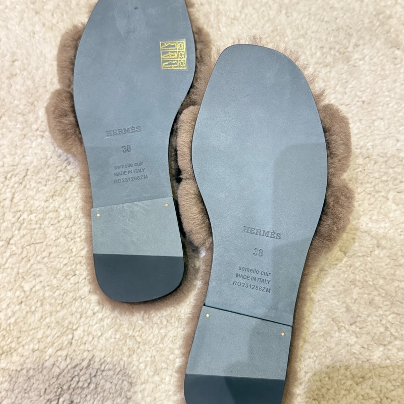 愛馬仕HERMES毛茸茸 羊毛經典Oran/ H涼鞋 拖鞋-5