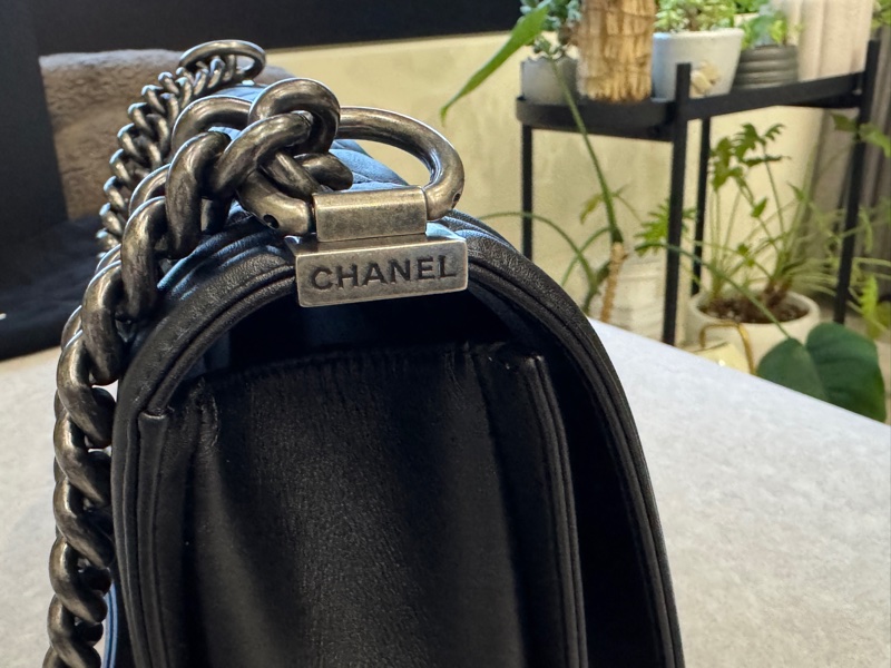 Chanel boy25牛皮黑色琺瑯扣-20