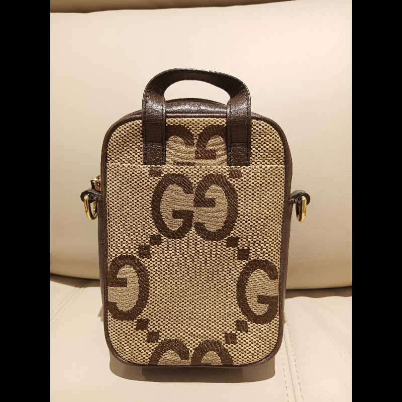 GUCCI#古馳#Jumbo#正品#緹花布手提#斜背包-4