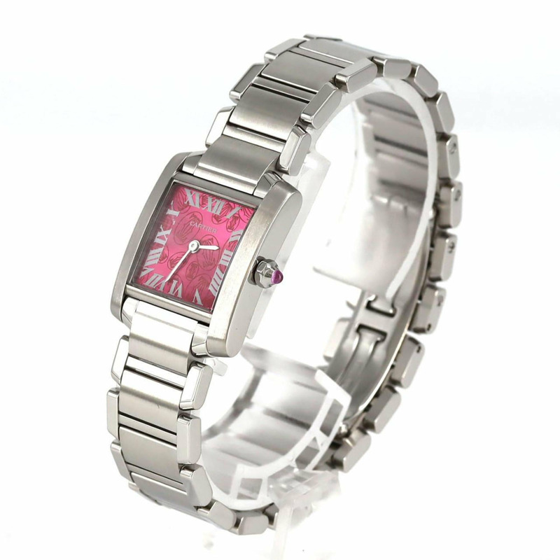 卡地亞 Tank Française 小號腕錶，2006 年聖誕節限量版，型號 W51030Q3，精鋼材質，石英機芯-1