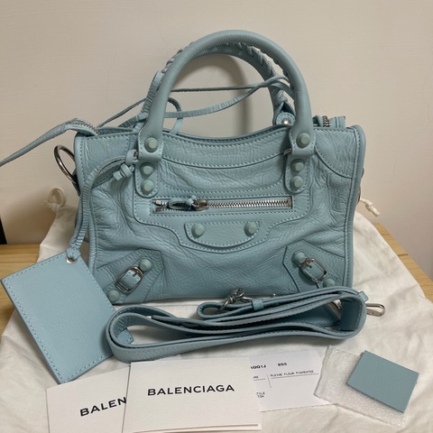 balenciaga mini city 限量霧藍扣