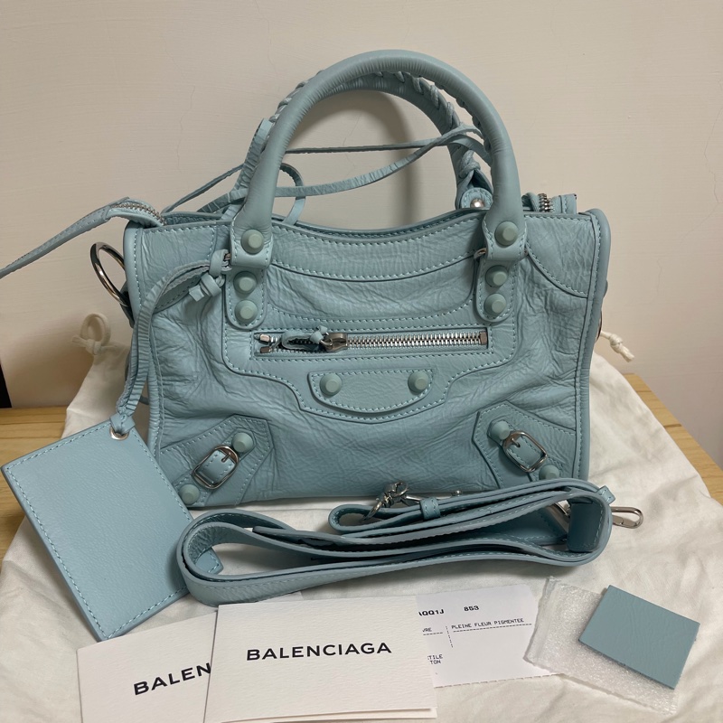 balenciaga mini city 限量霧藍扣-0