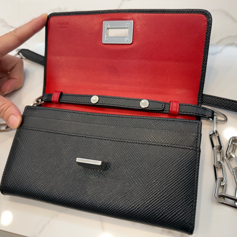 Prada WOC 黑色 鏈子皮夾-3