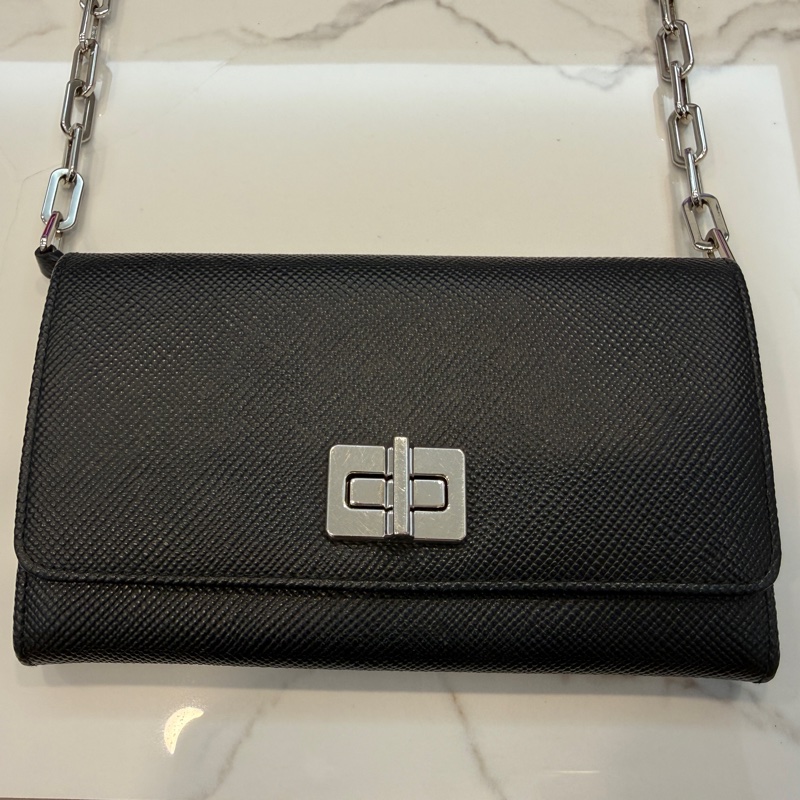 Prada WOC 黑色 鏈子皮夾-10