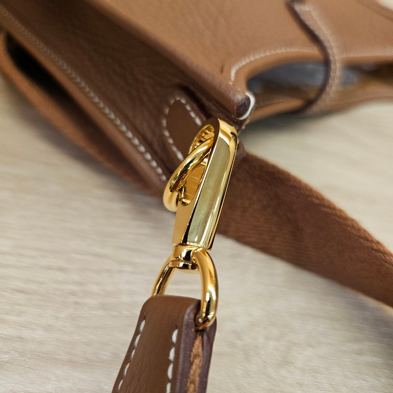 [好物夯色免配貨🧧] Hermes 金棕金 MiniEvelyne肩斜背包-13