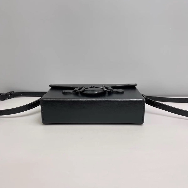 Gucci古馳 Horsebit1955黑色全皮盒子包-4