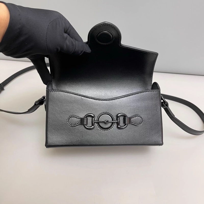 Gucci古馳 Horsebit1955黑色全皮盒子包-6