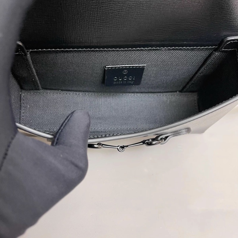 Gucci古馳 Horsebit1955黑色全皮盒子包-7