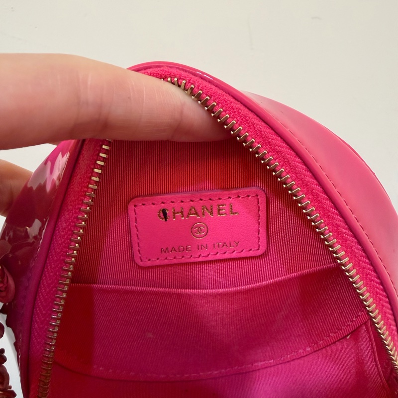 請看好包況再下單🔥Chanel粉色菱格紋漆皮MINI圓餅包-4