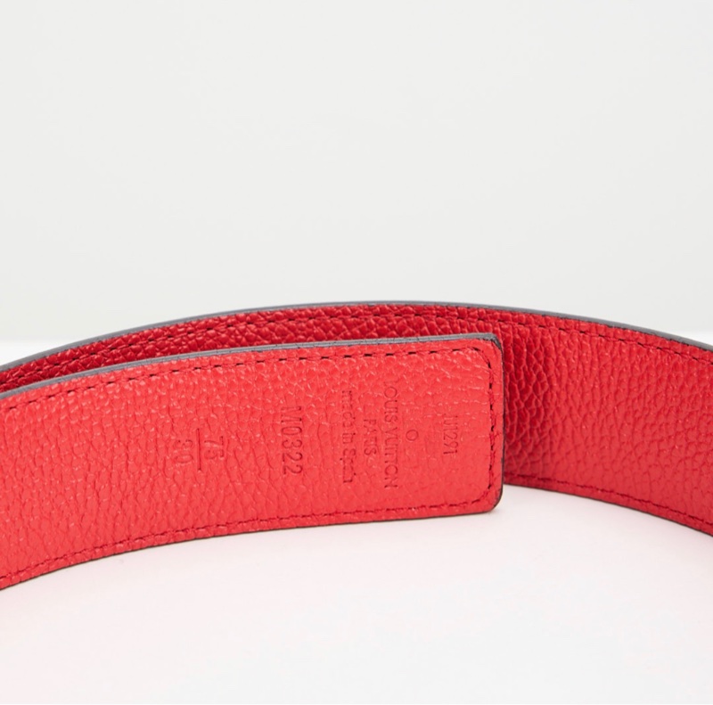 LV 雙面皮帶/老花紅色-3