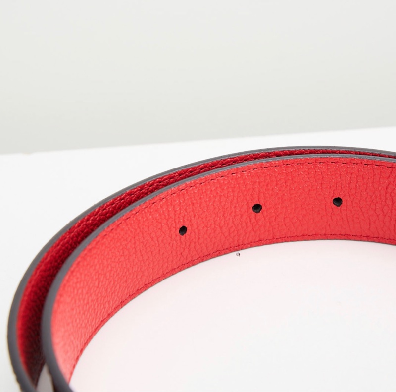 LV 雙面皮帶/老花紅色-4