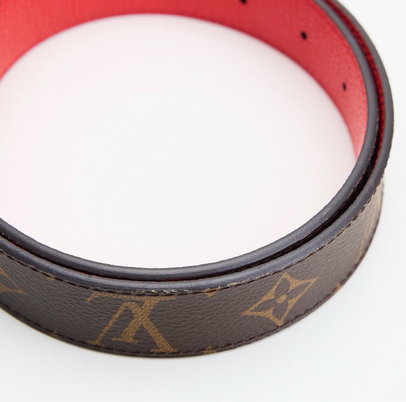 LV 雙面皮帶/老花紅色-13