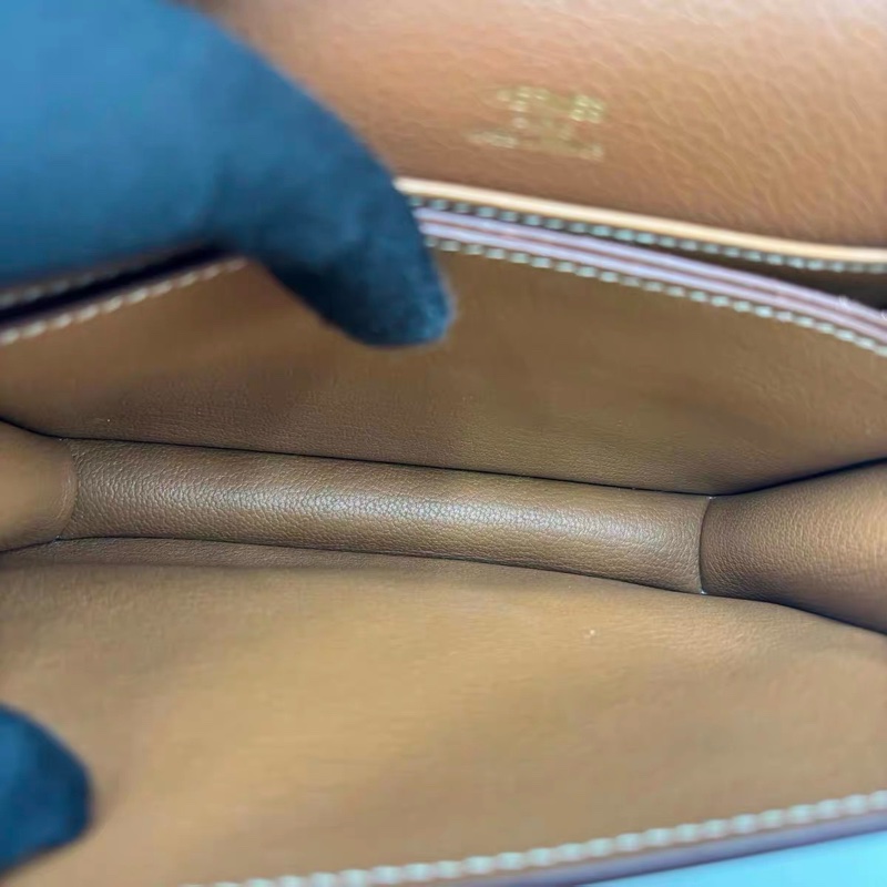 🌈Hermes🧡Mini Roulis 19🧡金棕金扣🌟98.5新🌟evercolor皮🌟愛馬仕🌟-3