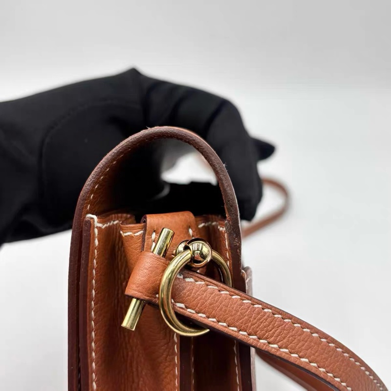 🌈Hermes🧡Mini Roulis 19🧡金棕金扣🌟98.5新🌟evercolor皮🌟愛馬仕🌟-4