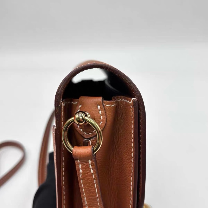 🌈Hermes🧡Mini Roulis 19🧡金棕金扣🌟98.5新🌟evercolor皮🌟愛馬仕🌟-5