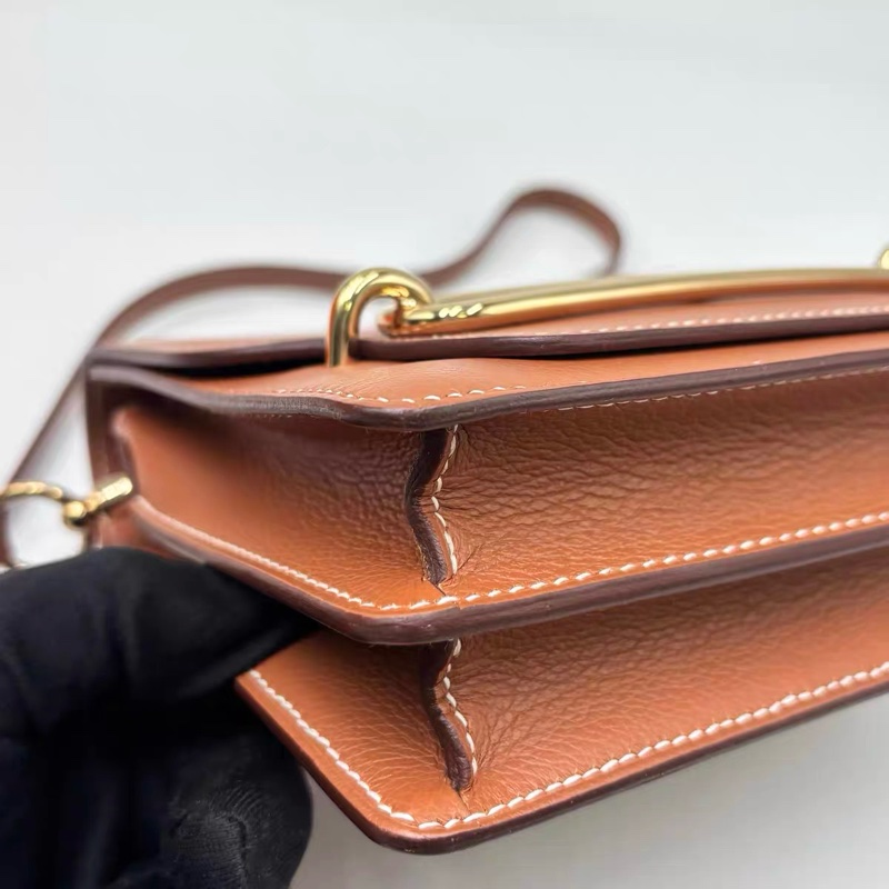 🌈Hermes🧡Mini Roulis 19🧡金棕金扣🌟98.5新🌟evercolor皮🌟愛馬仕🌟-7