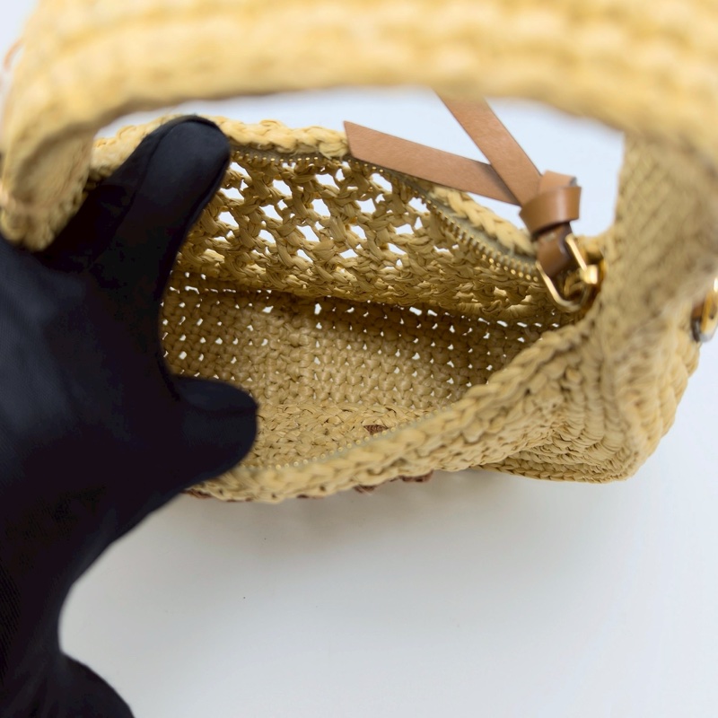 MIUMIUWander系列編織手提子母新月包 20*17*6 全新閒置配件塵袋-2