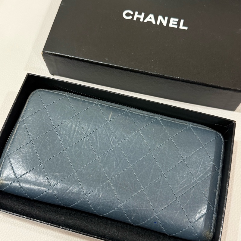 Chanel 2.55 仿舊深藍色長夾-1