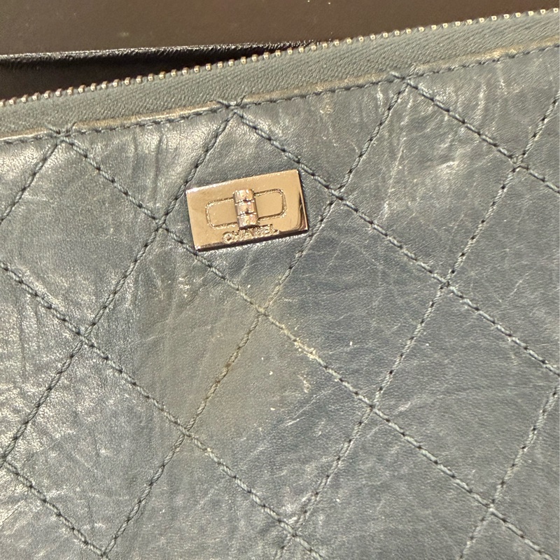 Chanel 2.55 仿舊深藍色長夾-10