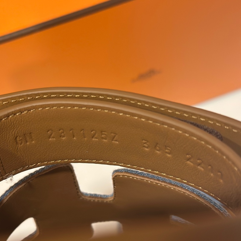 Hermes Chypre牛仔布拼接皮革二舅拖(36.5)-6