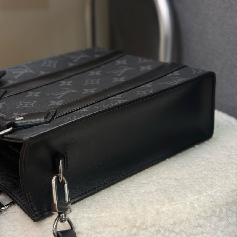 Lv Sac Plat 黑花男士公事包斜背包-1