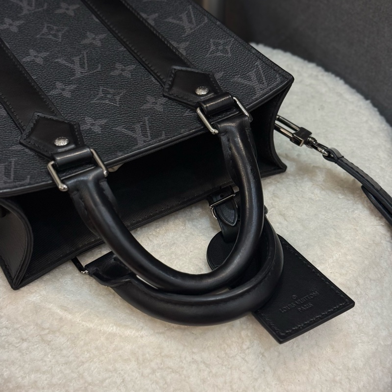 Lv Sac Plat 黑花男士公事包斜背包-4