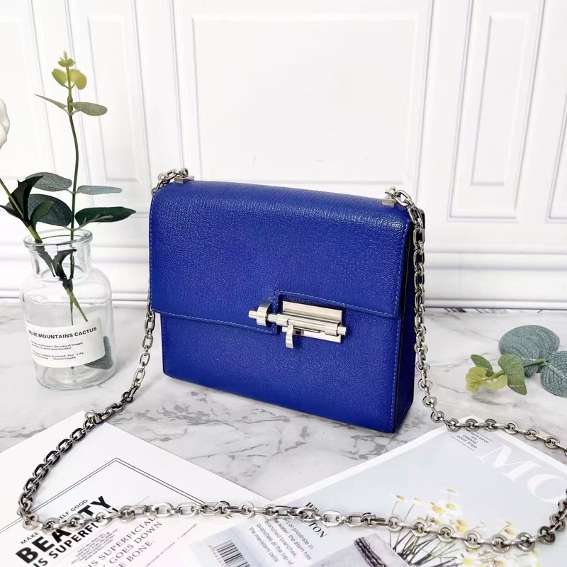 hermes 藍色Verrou 肩背包手槍包17*5*14 98新配件塵袋-3