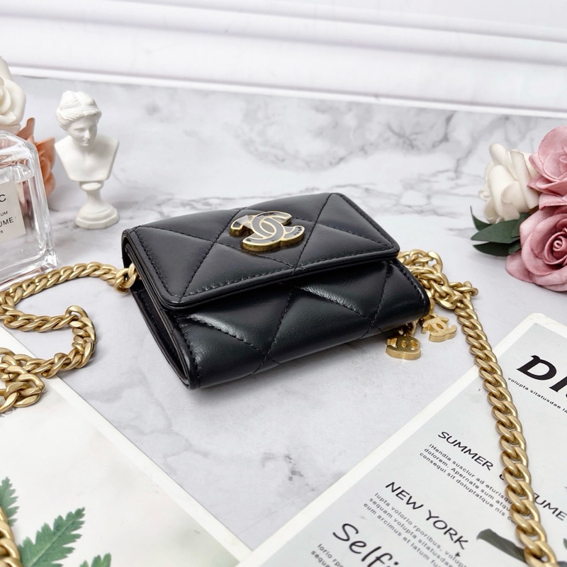 CHANEL 22SS迷你黑色琺琅金扣羊皮鍊條包 全新閒置配件盒子塵袋保卡-5
