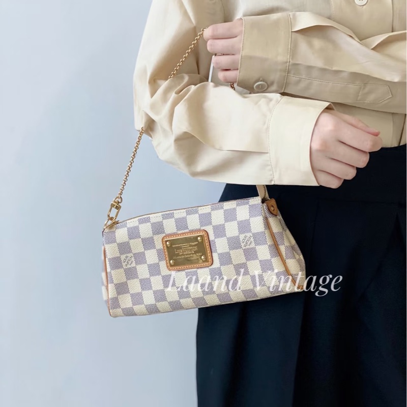 🕯️路易威登EVA白棋盤格LV白色棋盤格Damier Azur Eva鏈條斜背包N55214-2