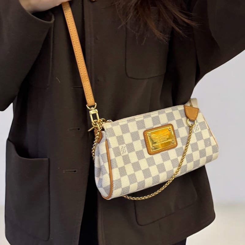 🕯️路易威登EVA白棋盤格LV白色棋盤格Damier Azur Eva鏈條斜背包N55214-4