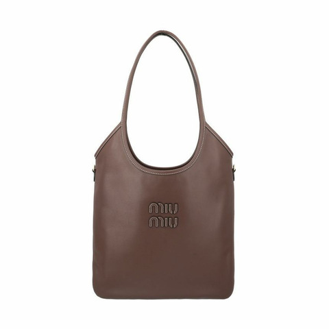 MIU MIU Logo Ivy 皮革手提包 5BG231 2CRW F0NBL
