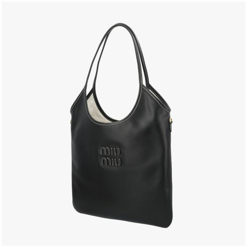 MIU MIU Logo Ivy 皮革手提包 5BG231 2CRW F0002-3