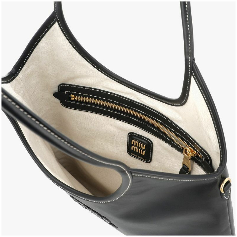 MIU MIU Logo Ivy 皮革手提包 5BG231 2CRW F0002-6