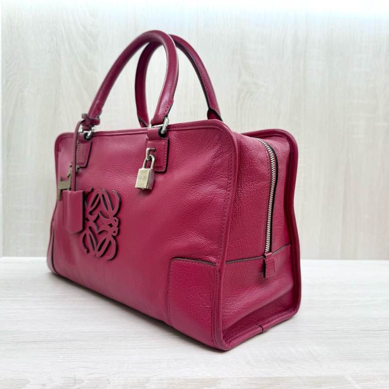 Loewe 紅色山羊皮Amazona大號手提包-2