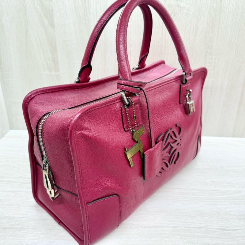 Loewe 紅色山羊皮Amazona大號手提包-4