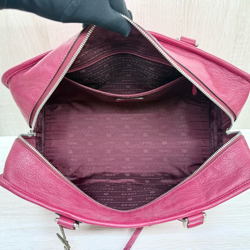 Loewe 紅色山羊皮Amazona大號手提包-7