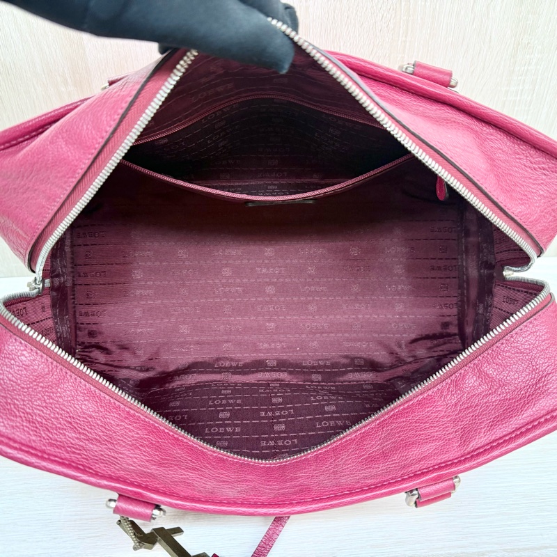 Loewe 紅色山羊皮Amazona大號手提包-8