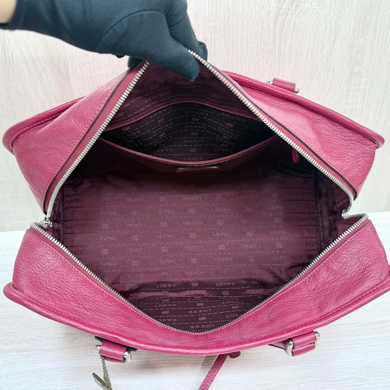 Loewe 紅色山羊皮Amazona大號手提包-9