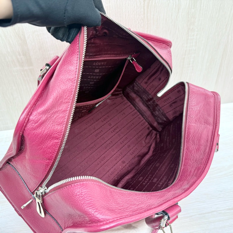 Loewe 紅色山羊皮Amazona大號手提包-10