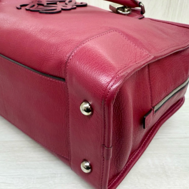 Loewe 紅色山羊皮Amazona大號手提包-12