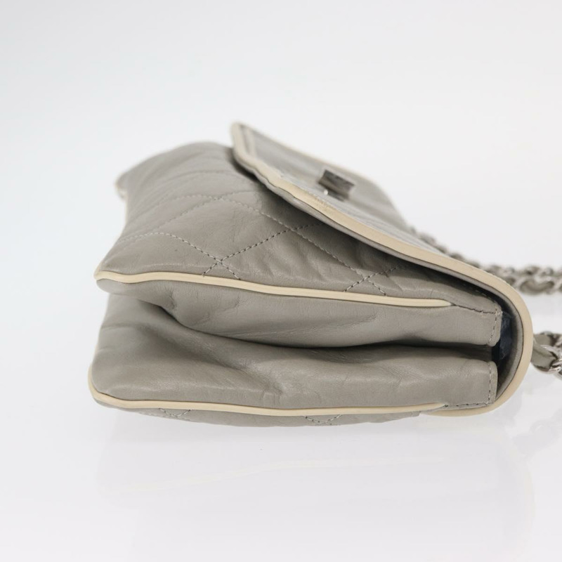 【日本直送】香奈兒羊皮鏈肩背包 灰色 銀色 CC Auth bs32040-2