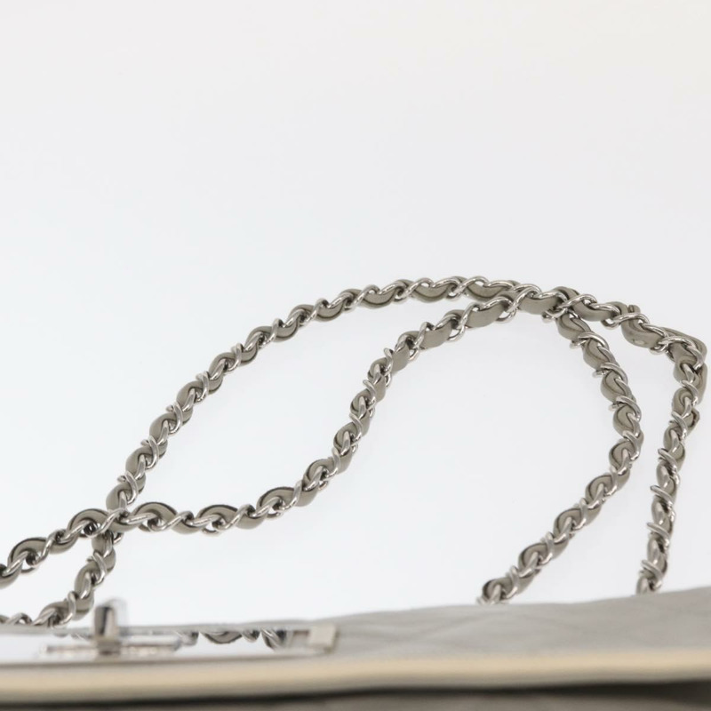 【日本直送】香奈兒羊皮鏈肩背包 灰色 銀色 CC Auth bs32040-7