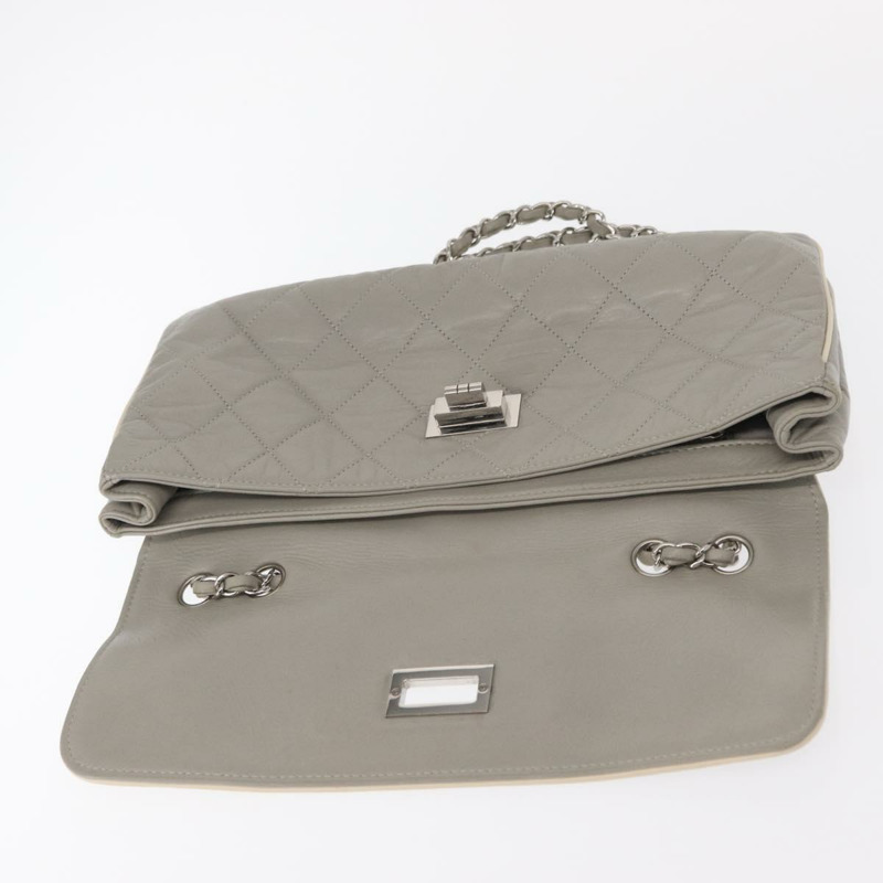 【日本直送】香奈兒羊皮鏈肩背包 灰色 銀色 CC Auth bs32040-9